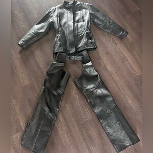 Ladies Leather Motorcycle Jacket & Chaps